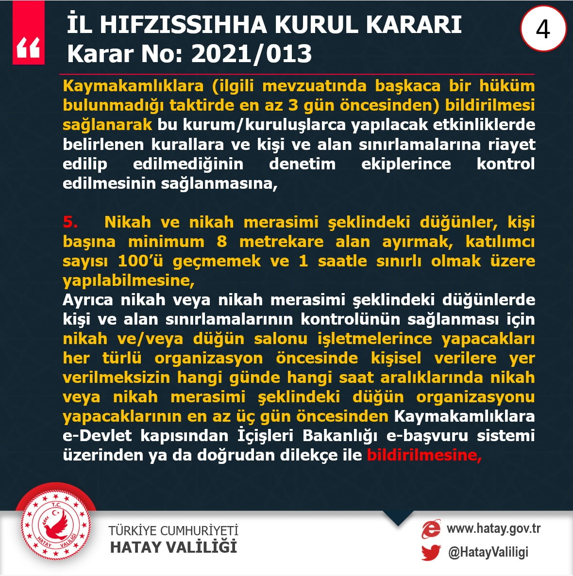 Hatay Valiliği Yeni İl Hıfzıssıhha Kurul Kararlarını Açıkladı