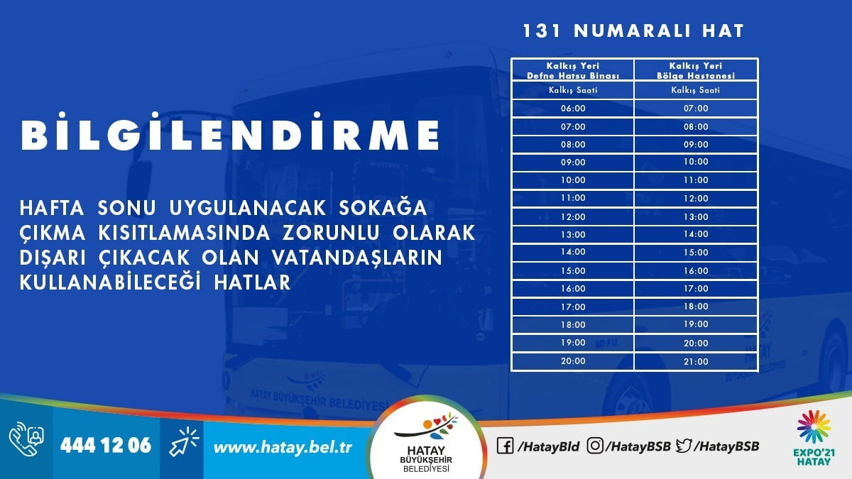 SOKAĞA ÇIKMA KISITLAMASINDA ÇALIŞACAK OTOBÜS HATLARI