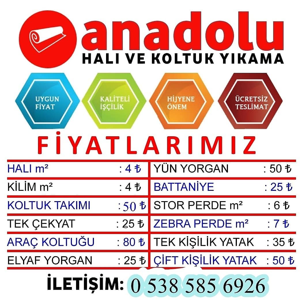 Anadolu Koltuk Halı Yıkama Firması Kaliteli Hizmetiyle Sizleri Bekliyor