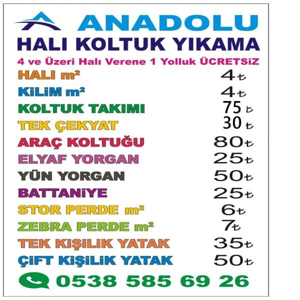 Anadolu Koltuk Halı Yıkama firması Şok Kampanya ile sizleri bekliyor