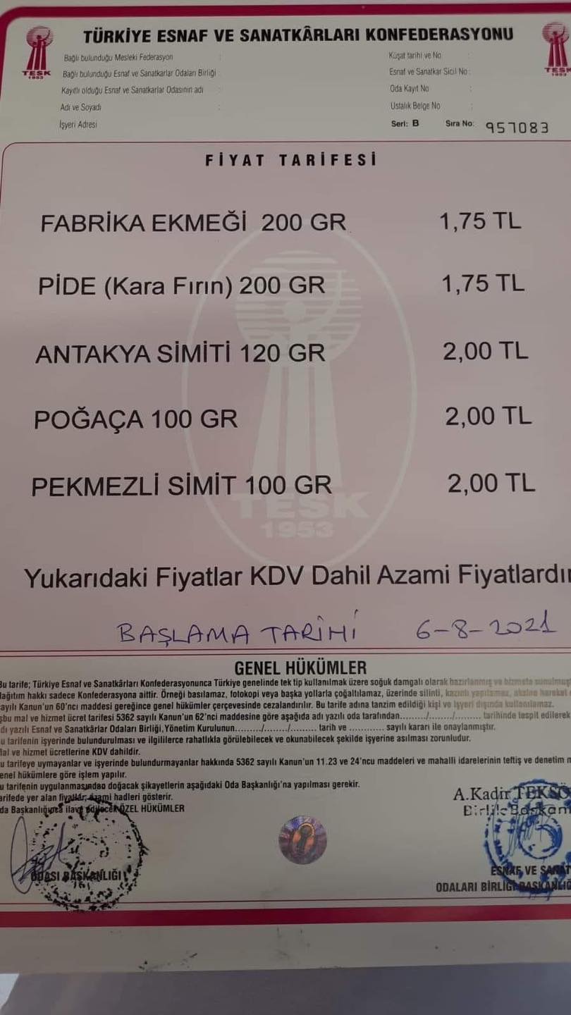 Ekmeğe Zam Geldi