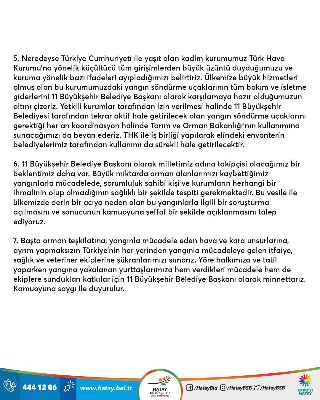 11 büyükşehir belediye başkanından ‘THK uçakları’ için ortak açıklama