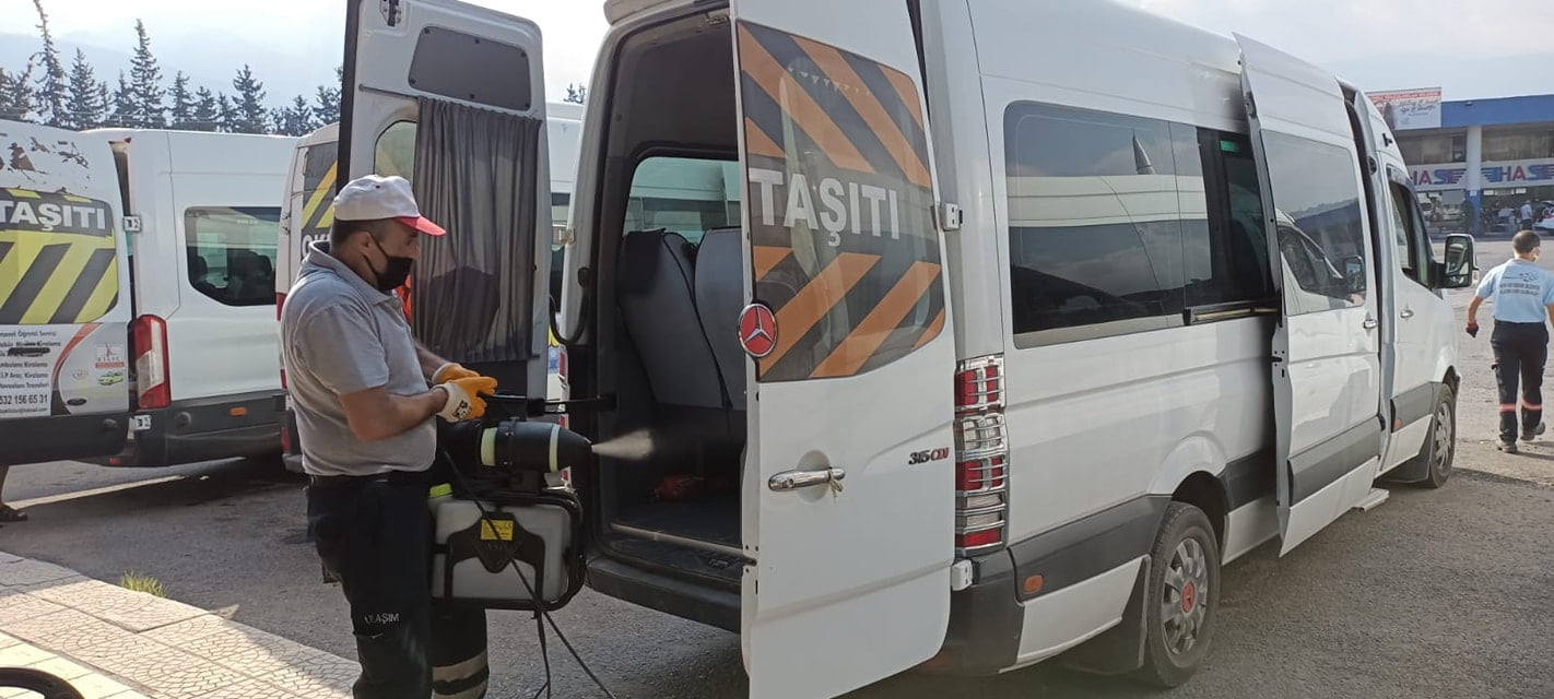 Erol AKIN “Okul Servis Araçları Dezenfekte Ediliyor”