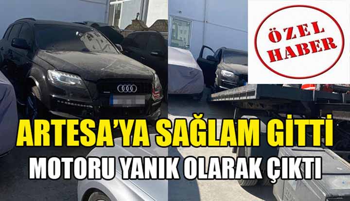 Su pompası arızasıyla Artesa’ya giren lüks araç motoru yanık şekilde çıktı