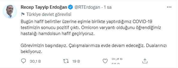 Cumhurbaşkanı Erdoğan ve eşi Emine Erdoğan koronavirüse yakalandı