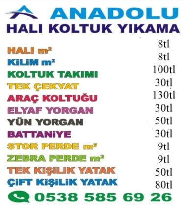 Anadolu Koltuk Halı Yıkama firması Yenilenen Kampanyaları İle Sizleri bekliyor