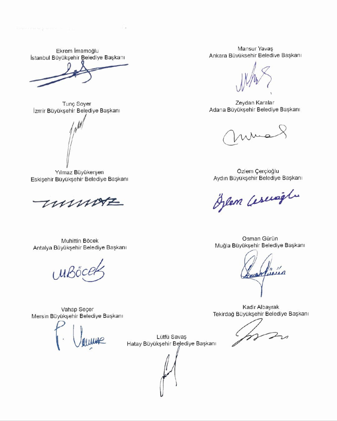 MİLLET İTTİFAKI MENSUBU BAŞKANLARDAN ORTAK AÇIKLAMA