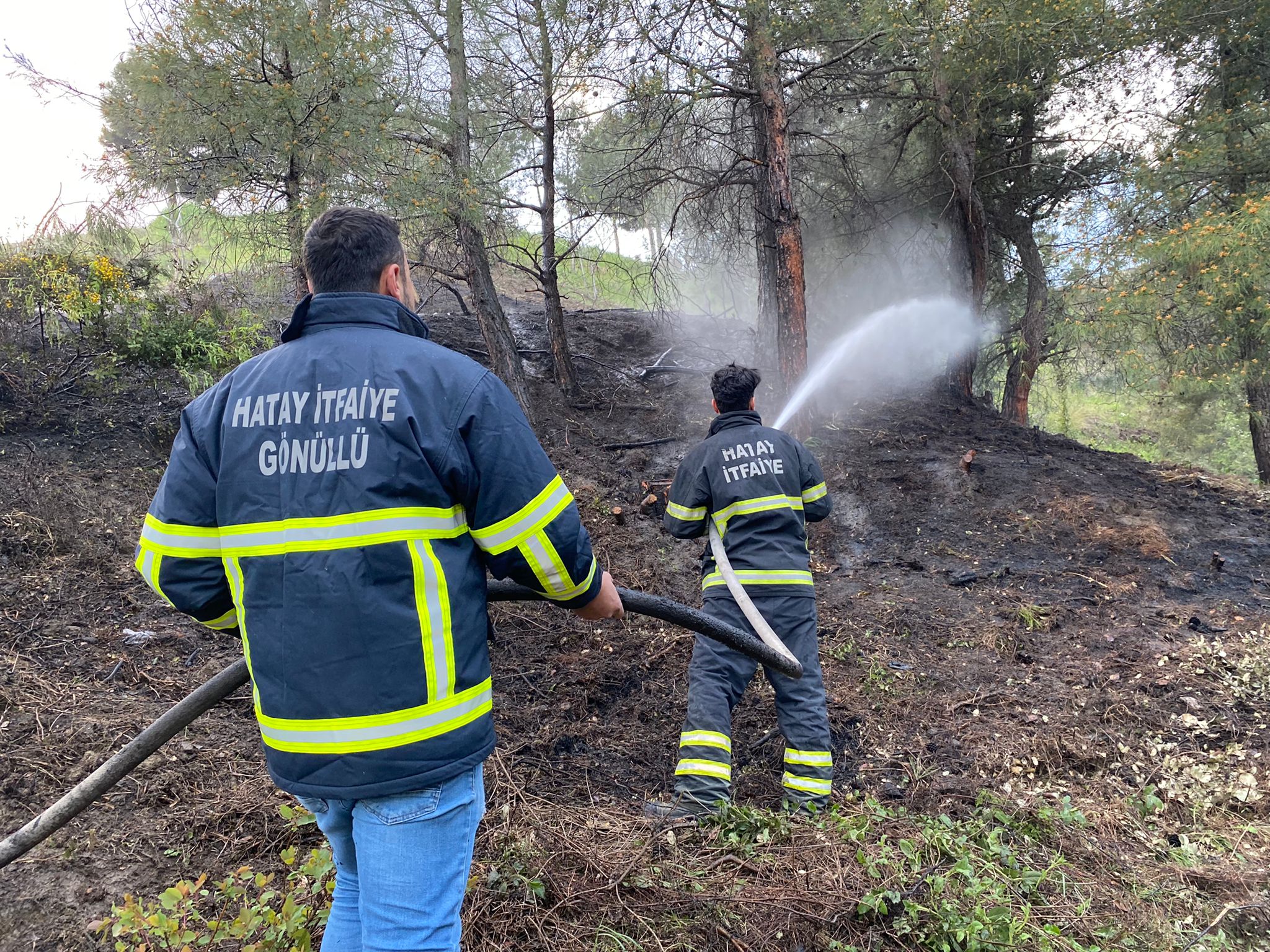 GÖNÜLLÜ İTFAİYECİLER İŞ BAŞINDA YANGIN KONTROL ALTINDA