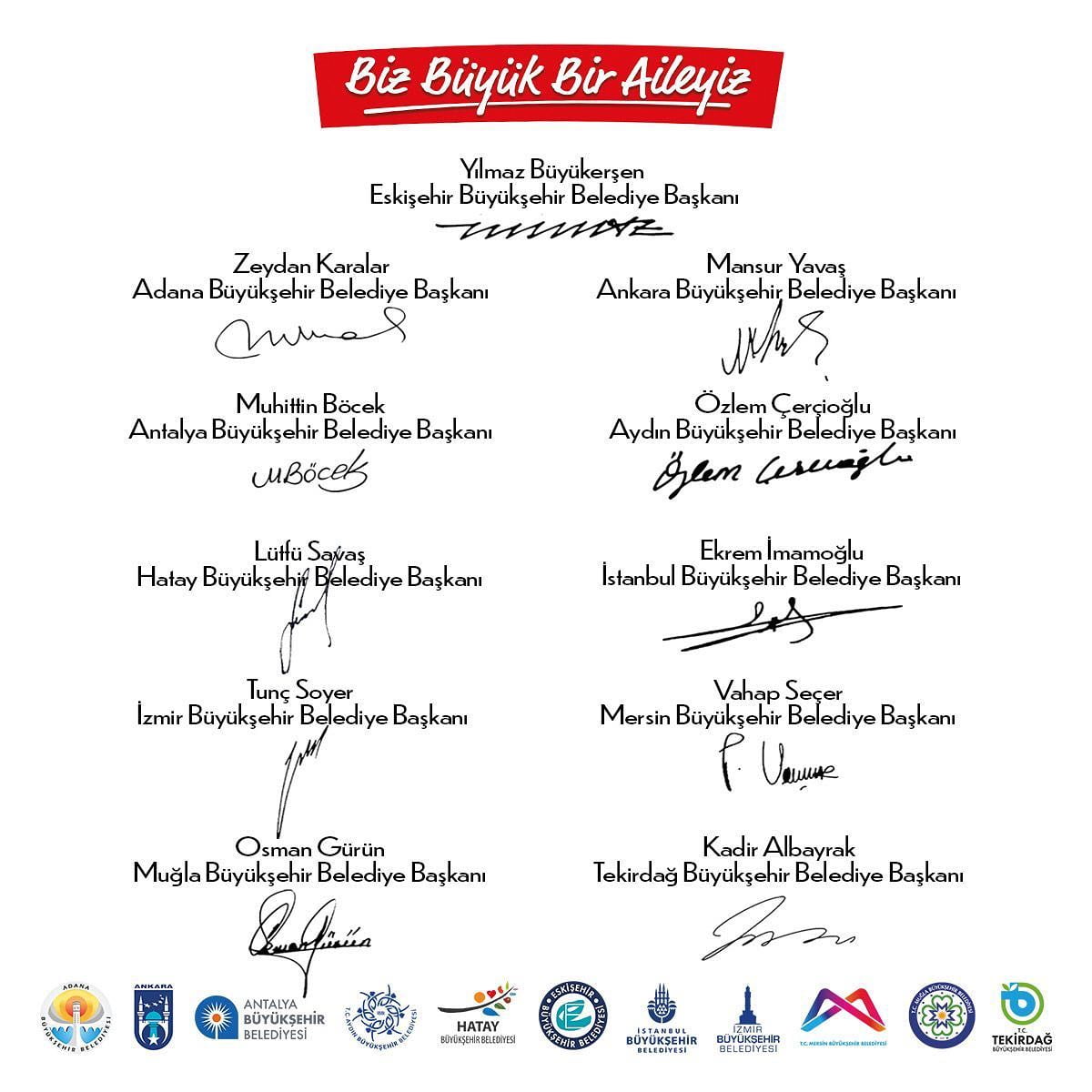 CHP’Lİ BELEDİYE BAŞKANLARINDAN ORTAK BİLDİRİ