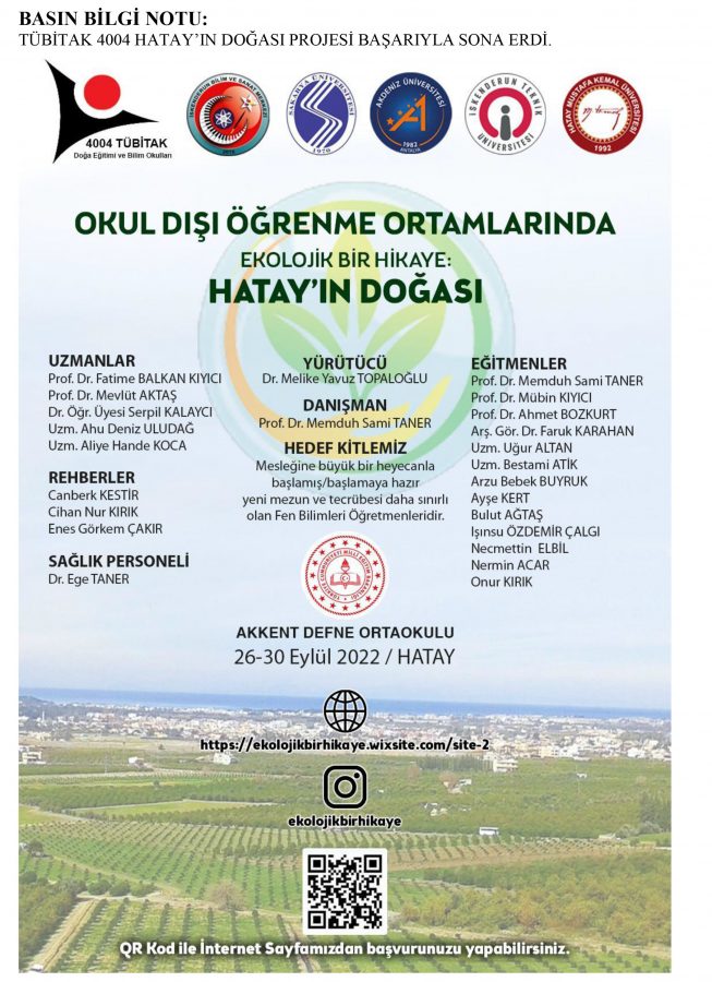 TÜBİTAK 4004 HATAY’IN DOĞASI PROJESİ BAŞARIYLA SONA ERDİ