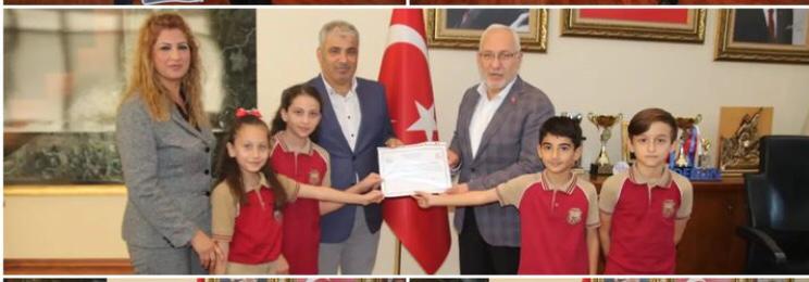 Başkan Tosyalı, &ccedil;evre dostu İskenderun Deniz Nakliyecileri Derneği İlkokulu &ouml;ğrencilerini &ouml;d&uuml;llendirdi