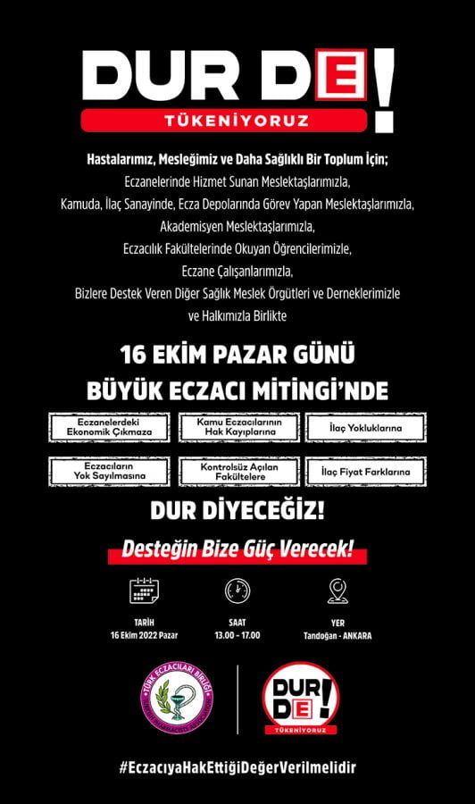 46 BİNİ AŞKIN ECZACI SORUNLARINA KALICI ÇÖZÜM İSTİYOR