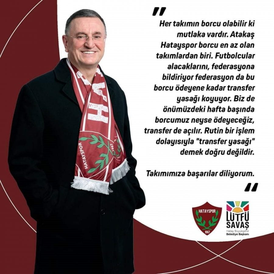 A.HATAYSPOR&#8217;UN TRANSFER YASAĞI DİYE BİR SORUNU SÖZ KONUSU DEĞİL