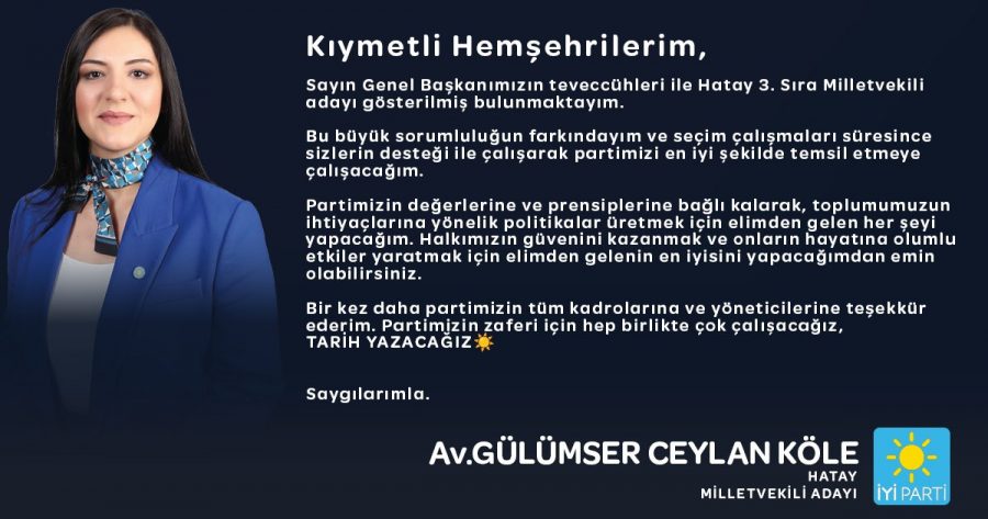 Av. Gülümser Ceylan Köle adaylık açıklaması